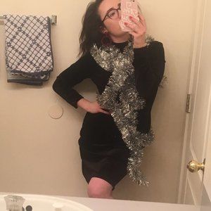 Mockneck Black Velvet Dress (H&M)